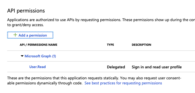 Add required permissions to app