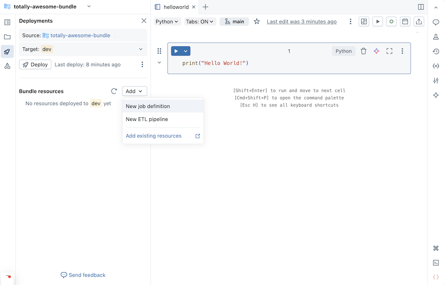 Créer une définition de travail