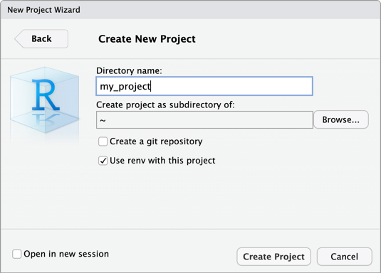 Créer le projet RStudio Desktop
