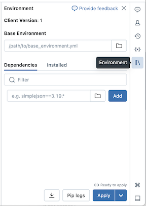 Panneau d’environnement serverless