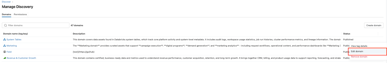 Bouton Modifier le domaine