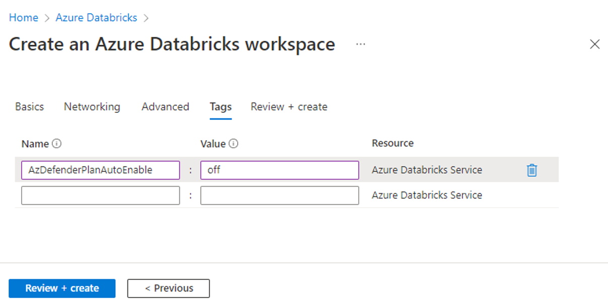 Capture d’écran montrant comment créer une étiquette dans l’espace de travail Databricks.