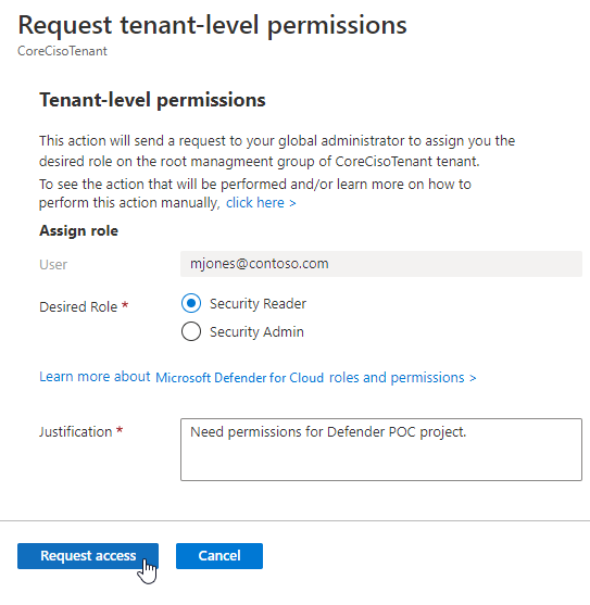 Page de détails pour la demande d’autorisations à l’échelle du locataire auprès de votre administrateur général Azure.