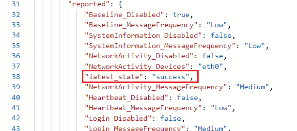 Capture d’écran d’une modification de configuration réussie.