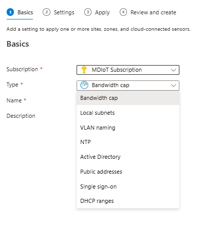 La capture d’écran montre la page de paramètres des capteurs avec les options de la liste déroulante Type.