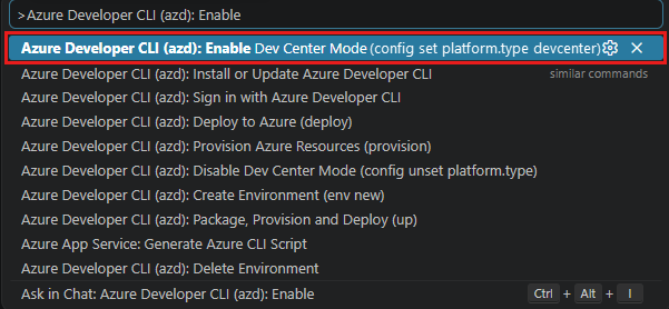 Capture d’écran de Visual Studio Code montrant la commande Enable support dans la palette de commandes.