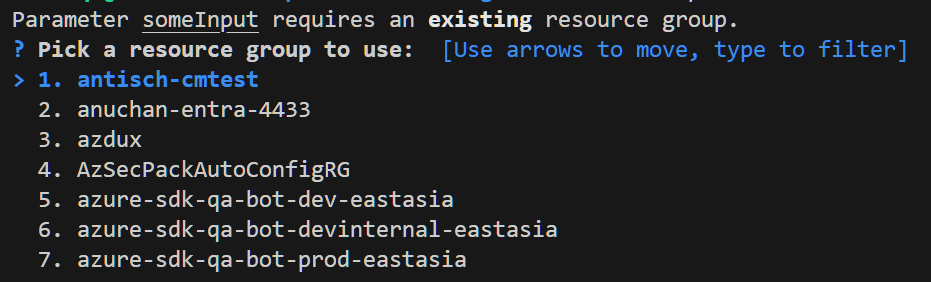 Capture d’écran montrant une invite spécifiant le type de groupe de ressources.