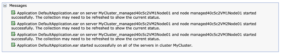 Capture d’écran du volet des messages IBM WebSphere.