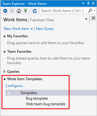 Capture d’écran montrant comment accéder aux modèles dans Team Explorer avec Power Tools.