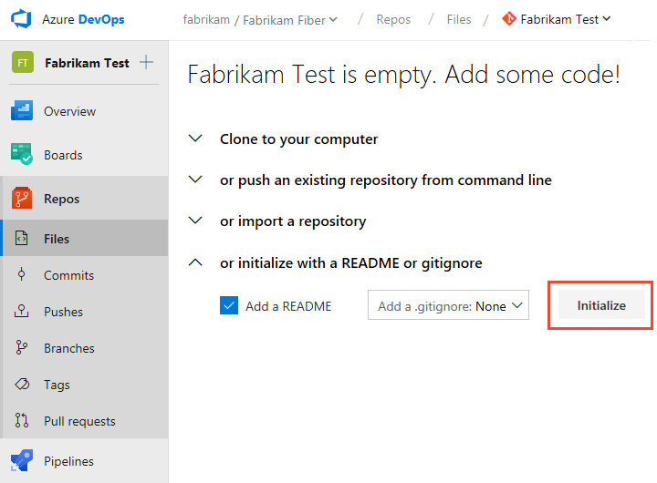 Capture d’écran de l’initialisation du fichier README, dernières versions