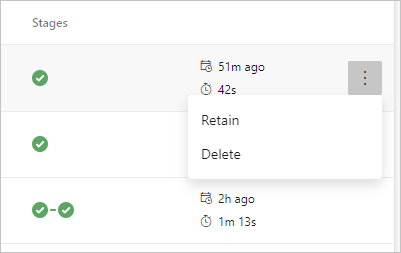 Capture d’écran du menu contextuel d'exécution de pipeline.