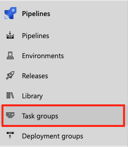 Capture d'écran de l'élément de menu du groupe de tâches.