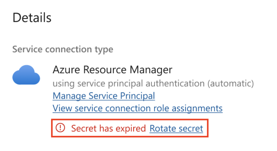 Capture d’écran de l’option permettant de faire pivoter un secret ARM. 