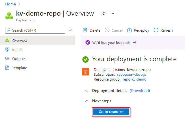 A screenshot showing how to navigate to your resource in Azure portal.