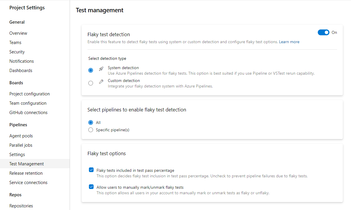 In-product support for flaky test management.