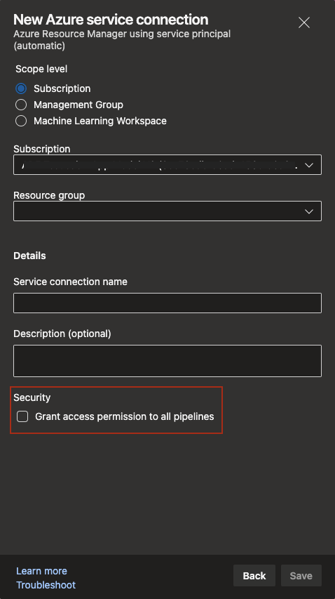 Nouvelle connexion de service Azure