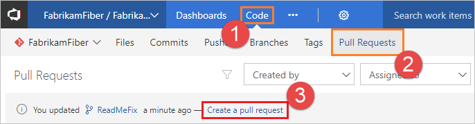 Création d’une nouvelle pull request dans Azure Repos