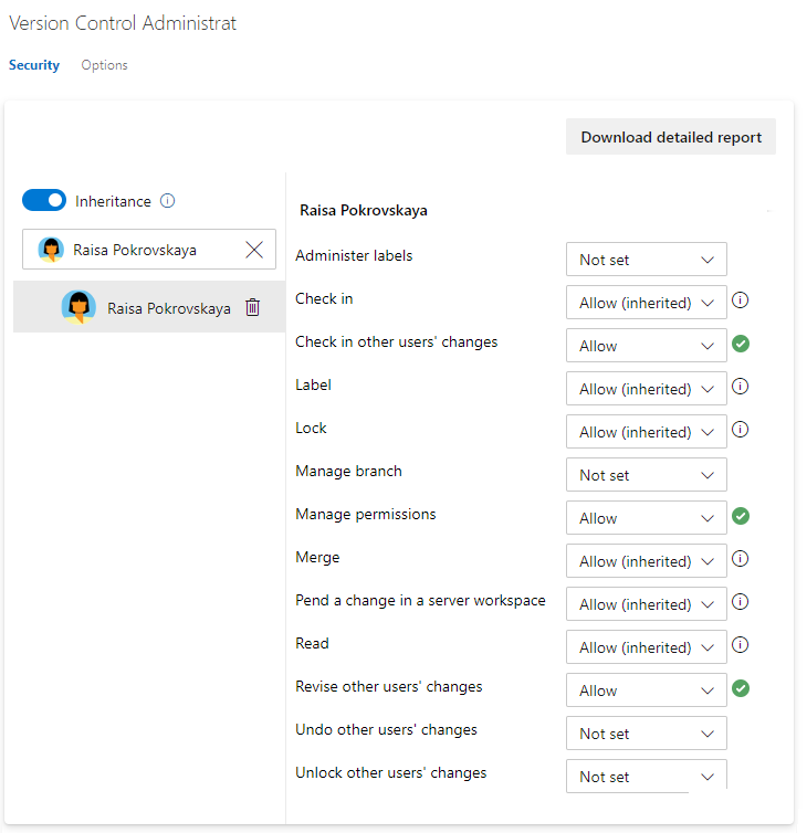 Image montrant la définition des autorisations pour un utilisateur ou un groupe.