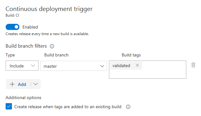 déclencheur de balise de build