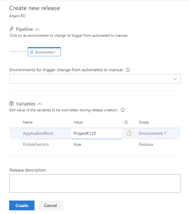 Variable de mise en production dans la version