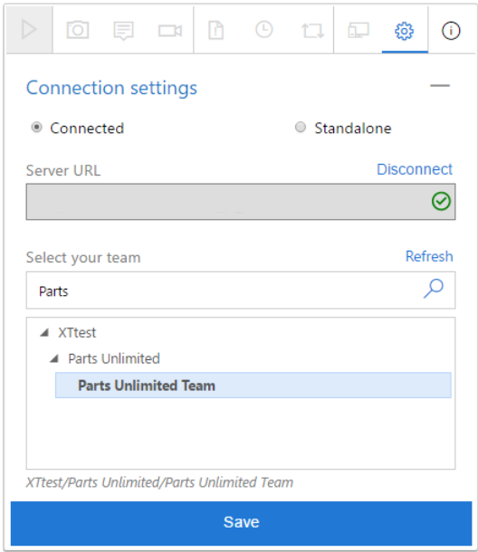 Capture d'écran montrant la sélection de projet ou d'équipe.