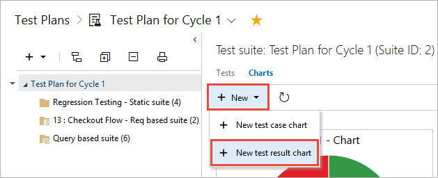 Capture d’écran montrant le nouveau graphique de résultats de test.