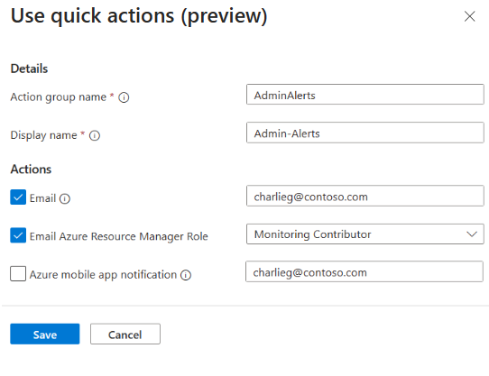 Capture d’écran montrant le volet Utiliser les actions rapides (préversion).