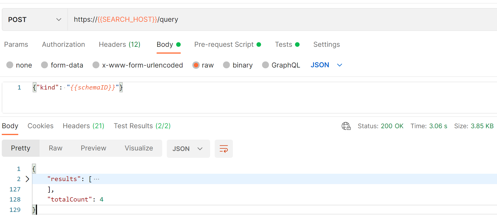 Screenshot of searching ingested CSV records.