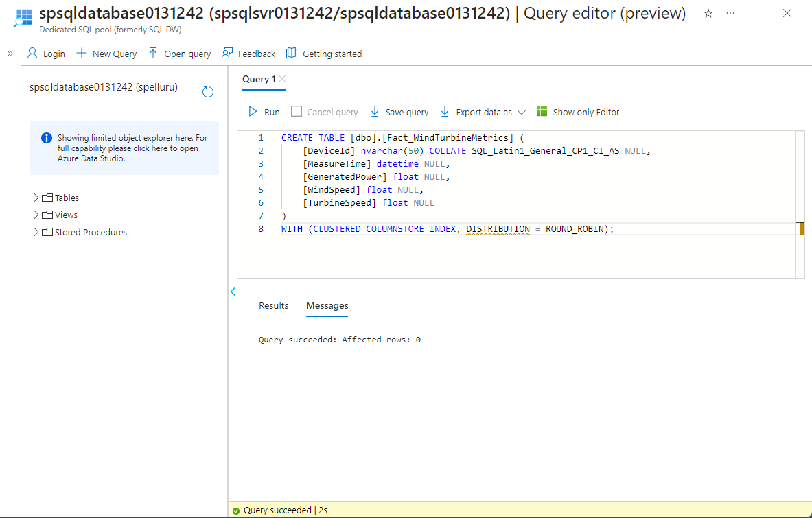 Screenshot showing the query editor.