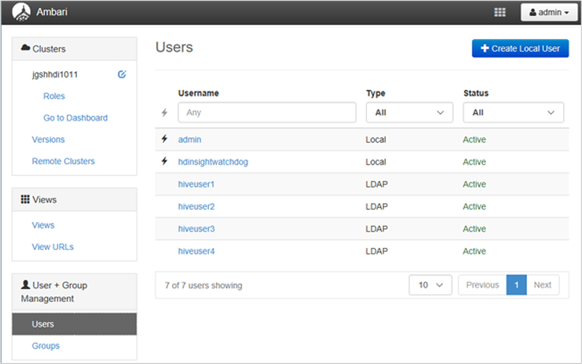 Énumération des utilisateurs de l’interface utilisateur de gestion Ambari pour HDInsight ESP.