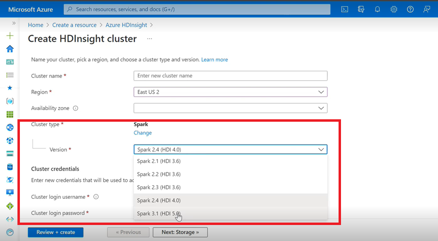 Capture d’écran de Spark 3.1 pour HDI 5.0.