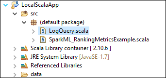 Emplacement de l’application Scala locale LogQuery