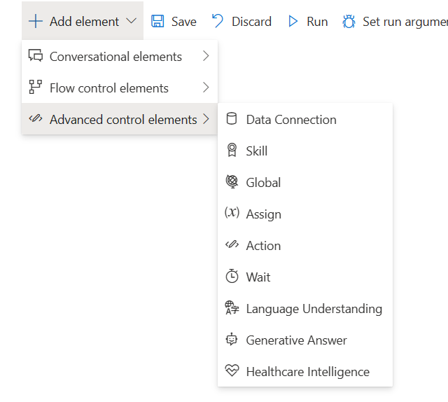 a screenshot of the advanced control elements