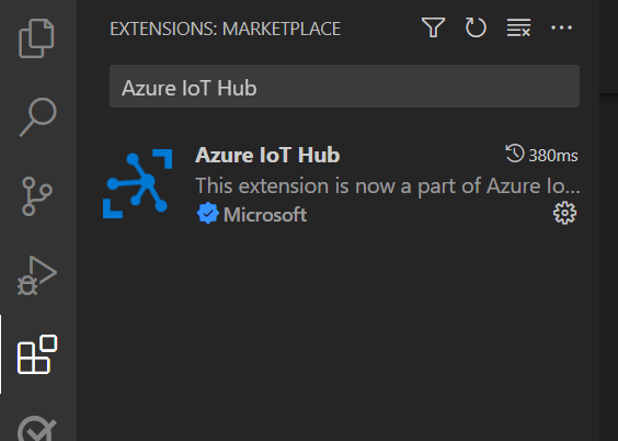 Capture d’écran montrant la barre de recherche et la liste dans la vue Extensions de Visual Studio Code.