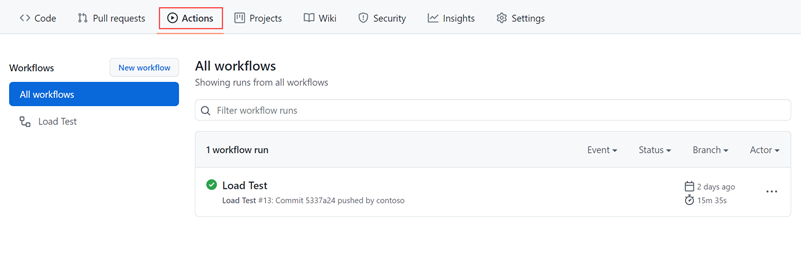 Capture d’écran montrant la liste des exécutions de workflow GitHub Actions.