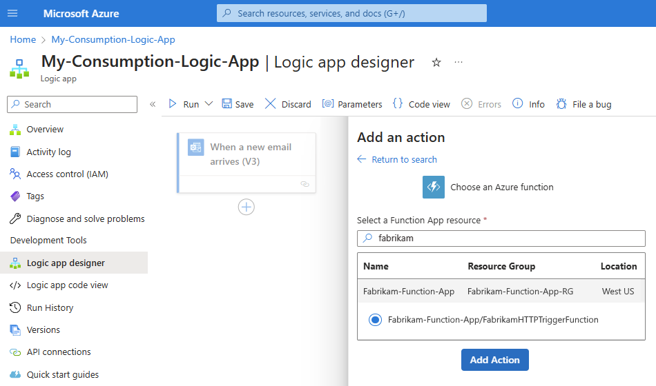Appeler Azure Functions à partir de workflows - Azure Logic Apps |  Microsoft Learn