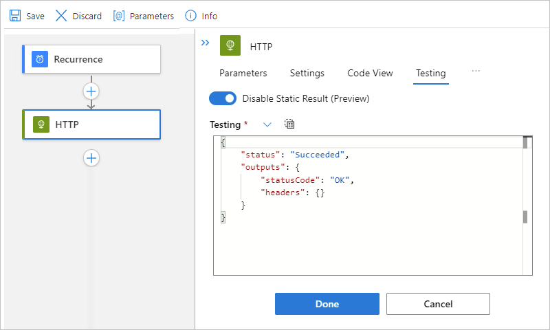 Capture d’écran montrant la section JSON collée dans l’éditeur.