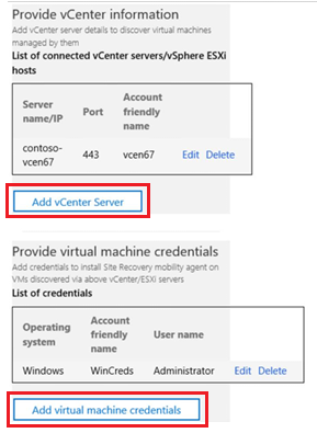 Capture d’écran montrant comment fournir des informations sur vCenter