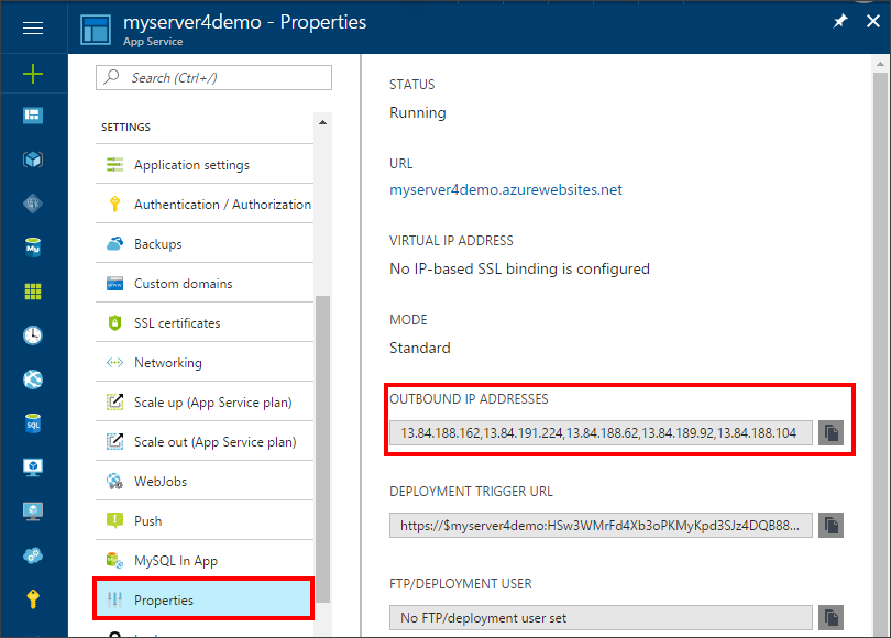 Azure portal - View outbound IPs