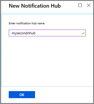 Page Nouveau hub de notification -> entrer un nom pour votre hub