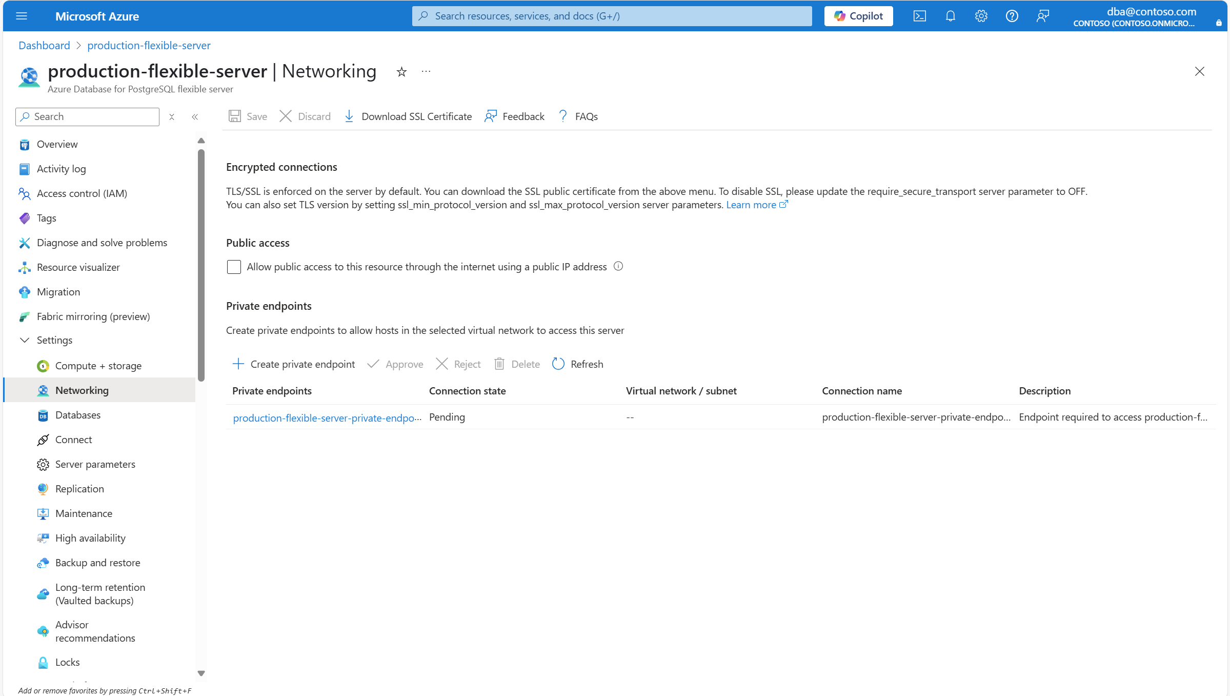 Capture d’écran montrant la page Mise en réseau.