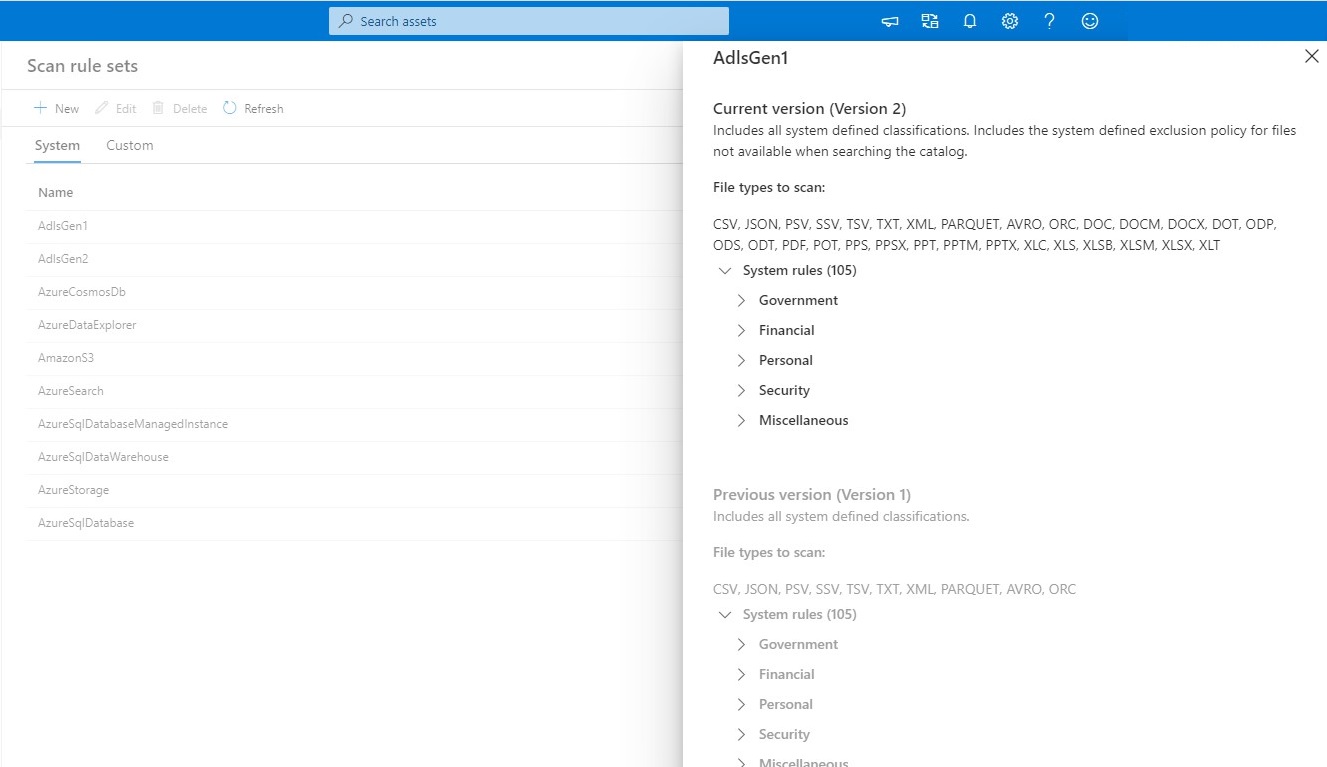Capture d’écran montrant une page d’ensemble de règles d’analyse système.