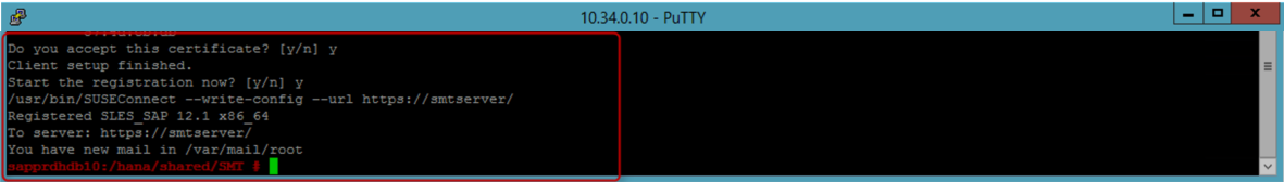 Screenshot of client registration success.