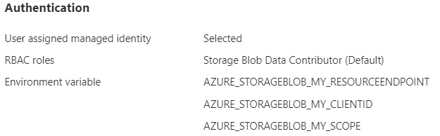 Capture d’écran du portail Azure montrant un résumé de la configuration de l’authentification de connexion.