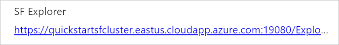 Screenshot of SF Explorer link on your managed cluster's Overview page, PNG.