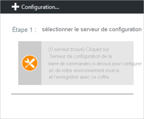 Capture d’écran de la boîte de dialogue +Serveur de configuration avec le message « Cliquez sur +Serveur de configuration dans la barre de commandes ci-dessus pour configurer un... ».