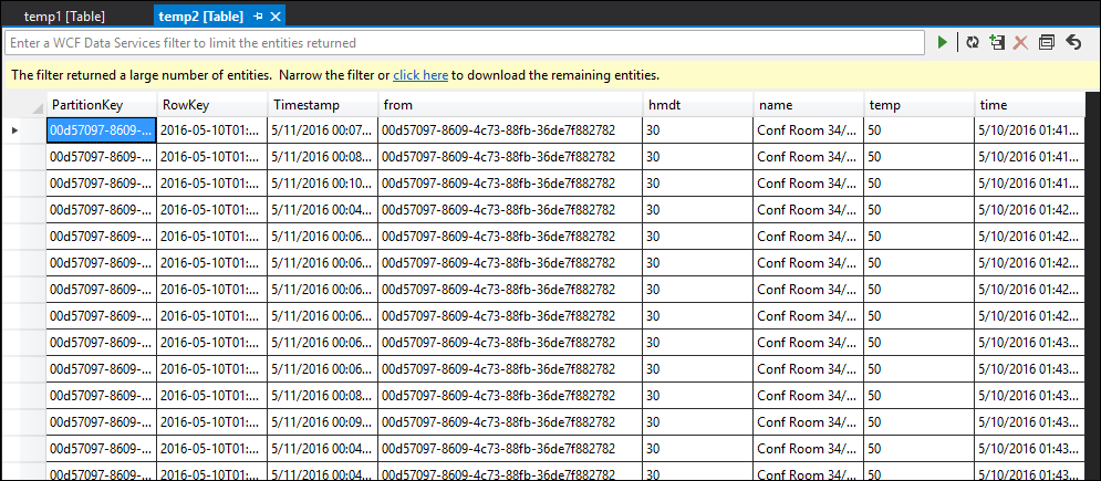 SELECT INTO temp2 table Stream Analytics query