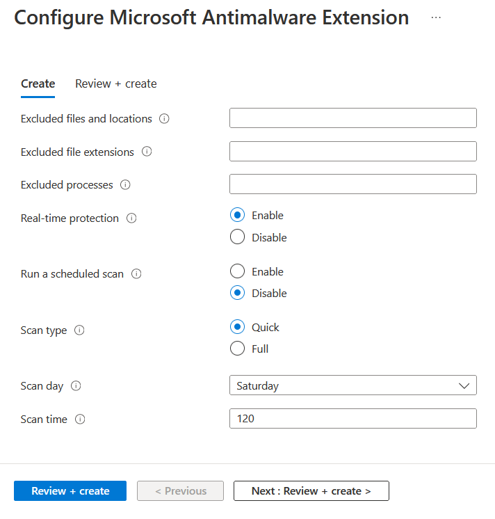 Capture d’écran de la boîte de dialogue d’installation de l’extension Microsoft Antimalware.
