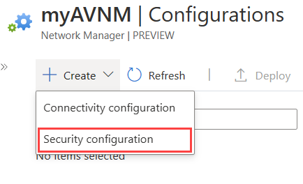 Capture d’écran du menu déroulant d’ajout d’une configuration.