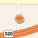 Image that shows a large white circle with an orange circle within it as the pushpin icon style